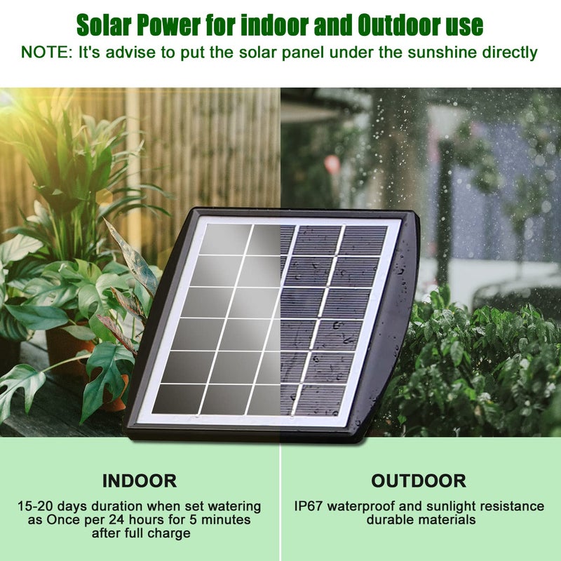 JIYANG Solar Automatic Drip Irrigation Kit System, Solar Powered Auto Easy DIY Watering Device Supported Pots Plants, 6 Timing Modes with Anti-Siphoning Device (Supported 10 Pots, 6Timing Modes) - Image 3